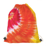 Red Yellow And Orange Tie Dye Print Drawstring Bag