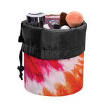 Red Yellow And Orange Tie Dye Print Drawstring Makeup Bag