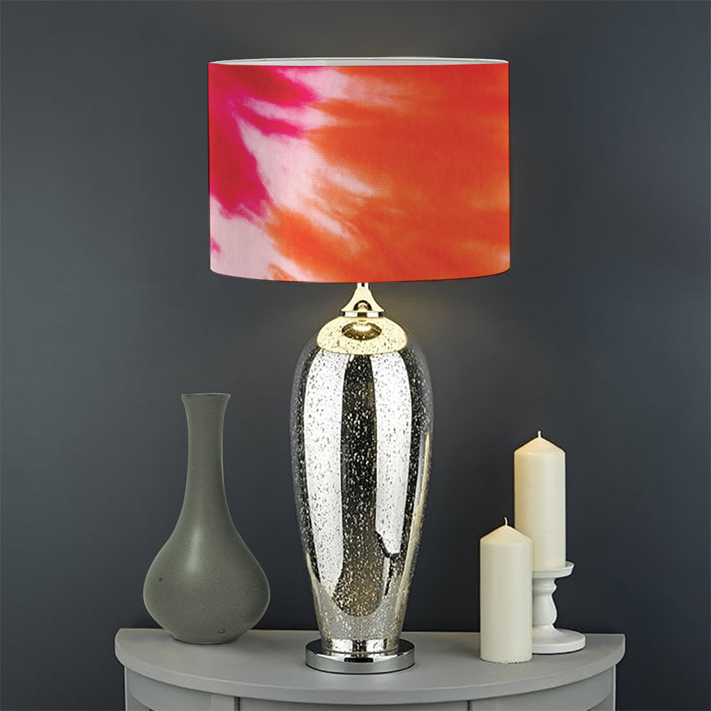 Red Yellow And Orange Tie Dye Print Drum Lamp Shade