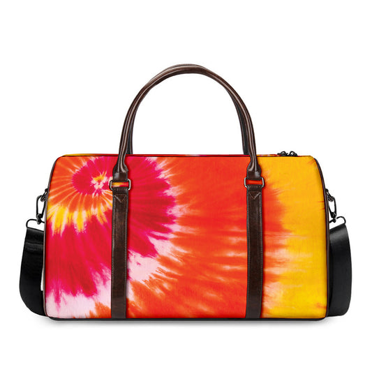 Red Yellow And Orange Tie Dye Print Duffle Bag