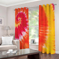 Red Yellow And Orange Tie Dye Print Extra Wide Grommet Curtains