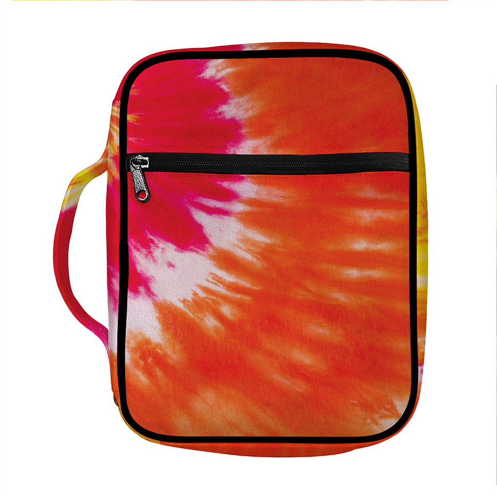 Red Yellow And Orange Tie Dye Print Front Pocket Bible Bag
