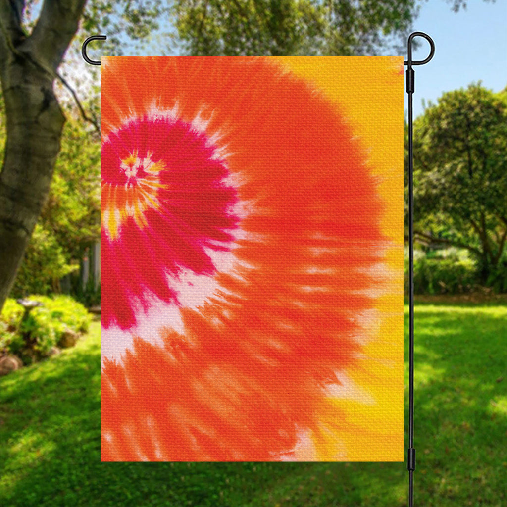 Red Yellow And Orange Tie Dye Print Garden Flag