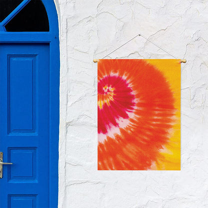 Red Yellow And Orange Tie Dye Print Garden Flag