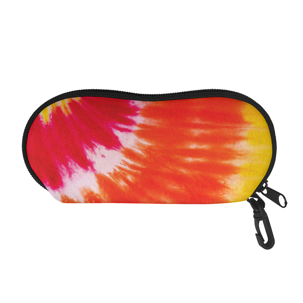 Red Yellow And Orange Tie Dye Print Glasses Case