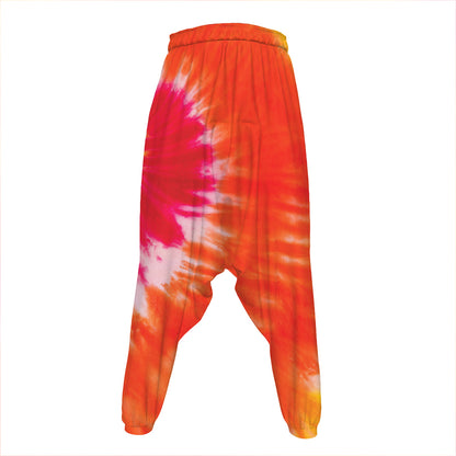 Red Yellow And Orange Tie Dye Print Hammer Pants