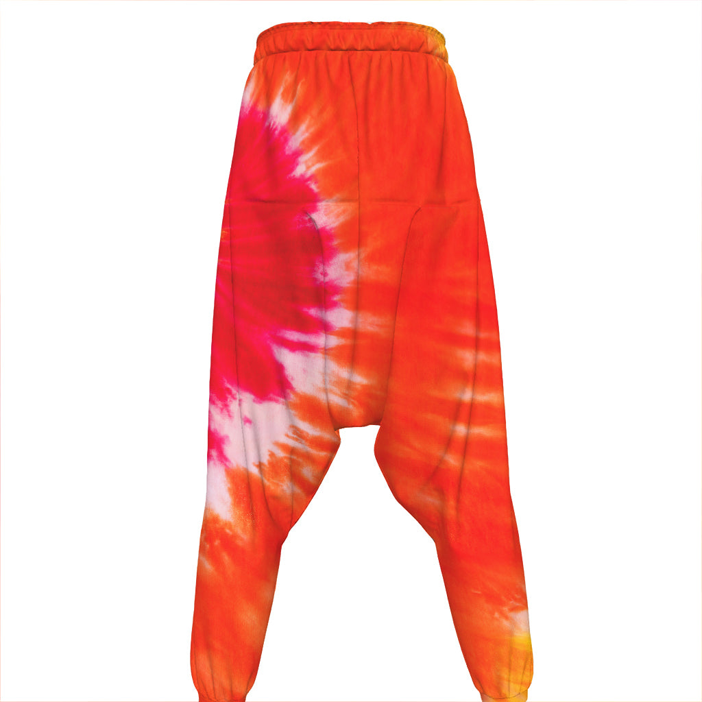 Red Yellow And Orange Tie Dye Print Hammer Pants
