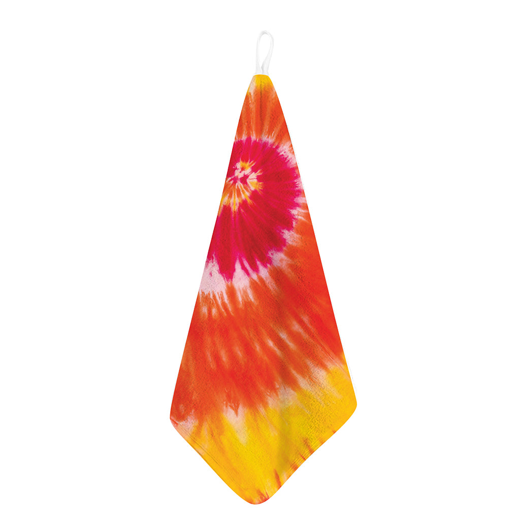 Red Yellow And Orange Tie Dye Print Hand Towel