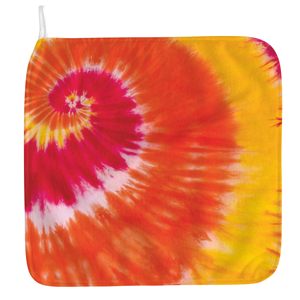 Red Yellow And Orange Tie Dye Print Hand Towel