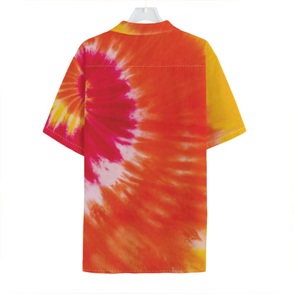 Red Yellow And Orange Tie Dye Print Hawaiian Shirt