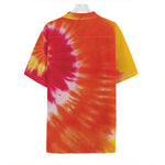 Red Yellow And Orange Tie Dye Print Hawaiian Shirt