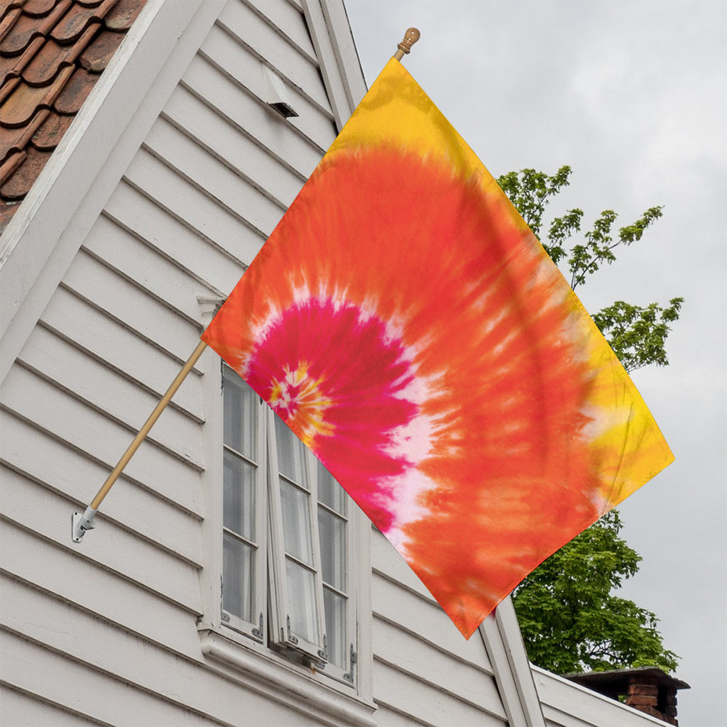 Red Yellow And Orange Tie Dye Print House Flag