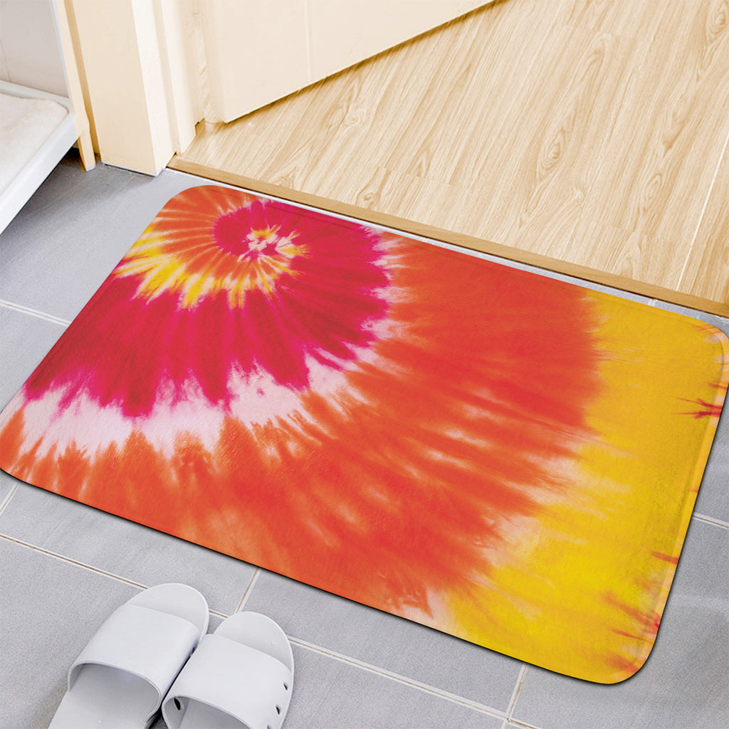 Red Yellow And Orange Tie Dye Print Indoor Door Mat