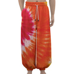 Red Yellow And Orange Tie Dye Print Lantern Pants