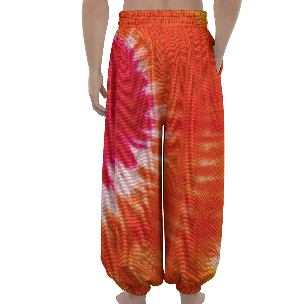 Red Yellow And Orange Tie Dye Print Lantern Pants