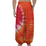 Red Yellow And Orange Tie Dye Print Lantern Pants