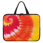 Red Yellow And Orange Tie Dye Print Laptop Sleeve With Handle