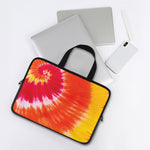 Red Yellow And Orange Tie Dye Print Laptop Sleeve With Handle