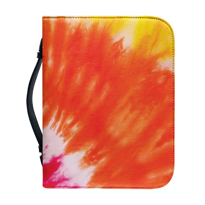 Red Yellow And Orange Tie Dye Print Leather Bible Cover