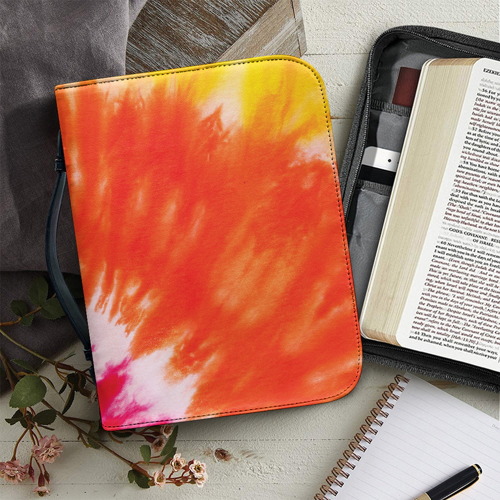 Red Yellow And Orange Tie Dye Print Leather Bible Cover