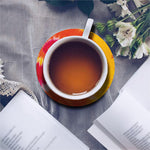 Red Yellow And Orange Tie Dye Print Leather Coaster Set