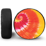 Red Yellow And Orange Tie Dye Print Leather Spare Tire Cover