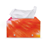 Red Yellow And Orange Tie Dye Print Leather Tissue Box Cover