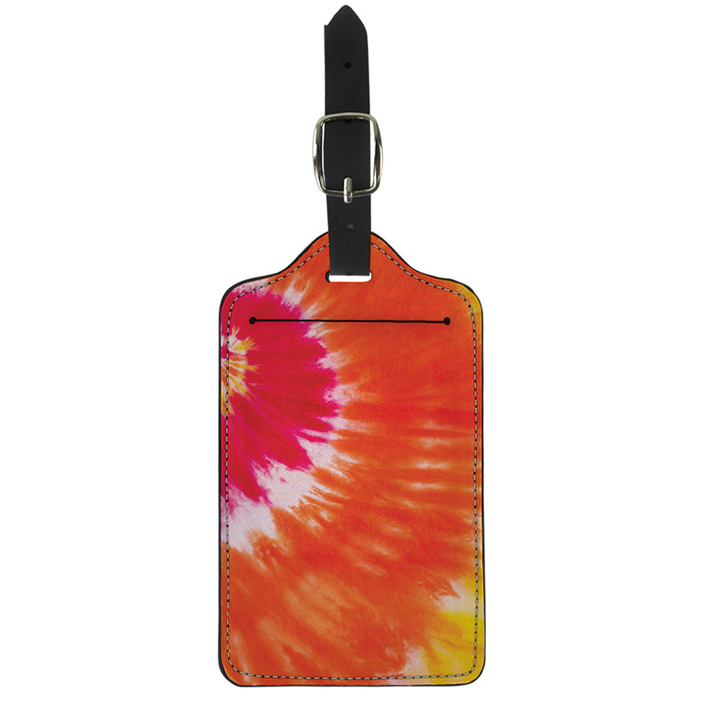 Red Yellow And Orange Tie Dye Print Luggage Tag