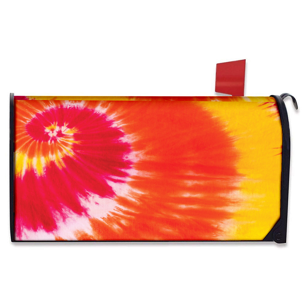 Red Yellow And Orange Tie Dye Print Mailbox Cover
