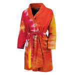 Red Yellow And Orange Tie Dye Print Men's Bathrobe