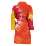 Red Yellow And Orange Tie Dye Print Men's Bathrobe