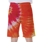 Red Yellow And Orange Tie Dye Print Men's Beach Shorts