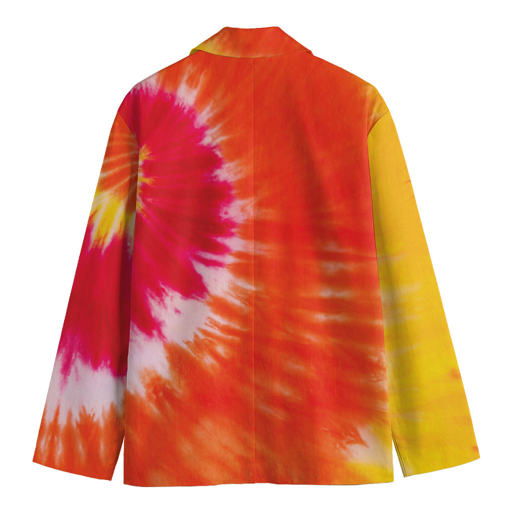 Red Yellow And Orange Tie Dye Print Men's Blazer