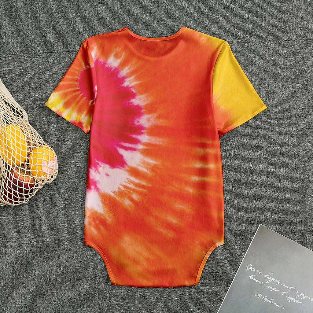 Red Yellow And Orange Tie Dye Print Men's Bodysuit