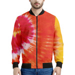 Red Yellow And Orange Tie Dye Print Men's Bomber Jacket