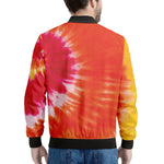 Red Yellow And Orange Tie Dye Print Men's Bomber Jacket