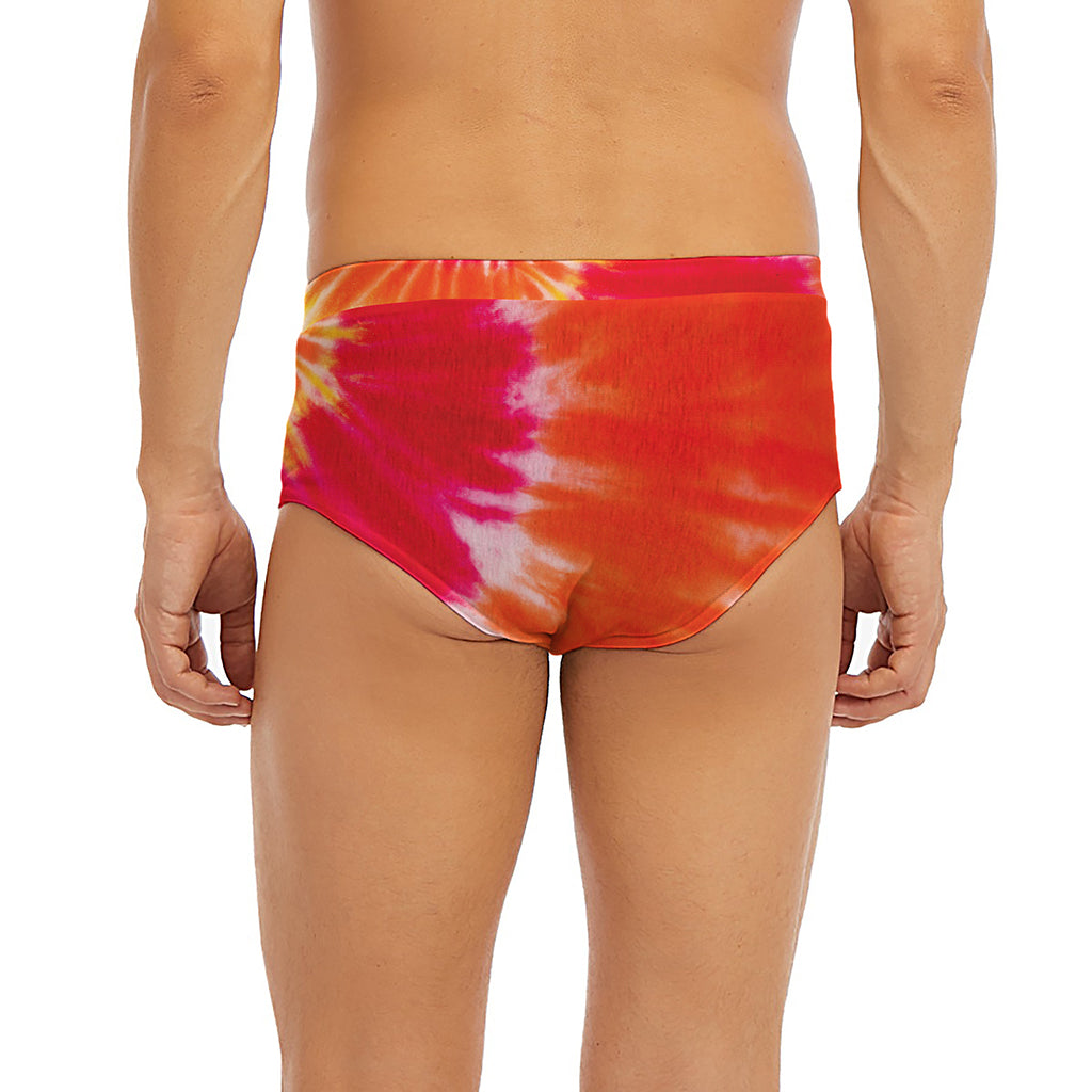 Red Yellow And Orange Tie Dye Print Men's Briefs