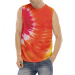 Red Yellow And Orange Tie Dye Print Men's Fitness Tank Top