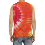 Red Yellow And Orange Tie Dye Print Men's Fitness Tank Top