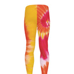Red Yellow And Orange Tie Dye Print Men's leggings