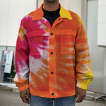 Red Yellow And Orange Tie Dye Print Men's Shirt Jacket