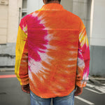 Red Yellow And Orange Tie Dye Print Men's Shirt Jacket