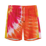 Red Yellow And Orange Tie Dye Print Men's Sports Shorts