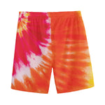Red Yellow And Orange Tie Dye Print Men's Sports Shorts
