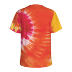 Red Yellow And Orange Tie Dye Print Men's Sports T-Shirt
