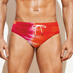 Red Yellow And Orange Tie Dye Print Men's Swim Briefs