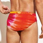 Red Yellow And Orange Tie Dye Print Men's Swim Briefs