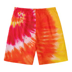 Red Yellow And Orange Tie Dye Print Men's Swim Trunks