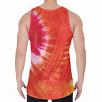 Red Yellow And Orange Tie Dye Print Men's Velvet Tank Top