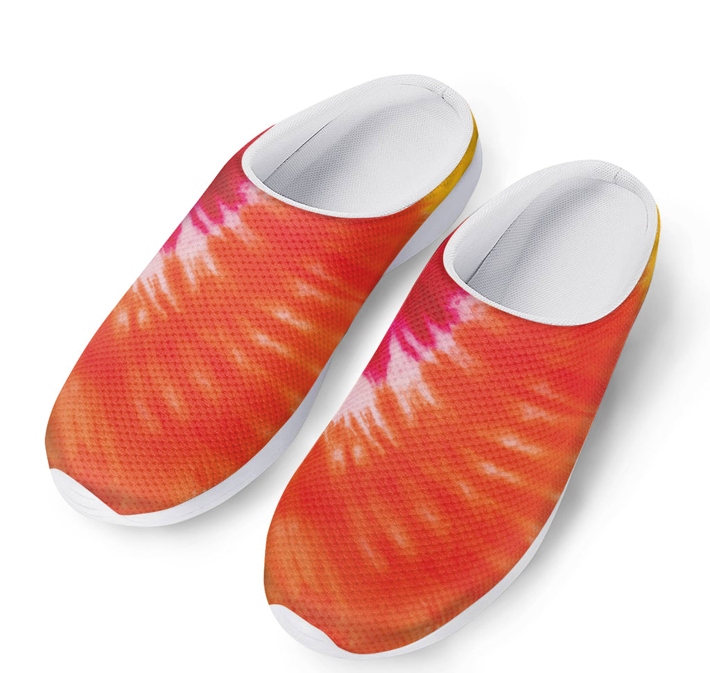 Red Yellow And Orange Tie Dye Print Mesh Casual Shoes